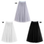Women's Adult Ice Silk Lining Three Layer Tulle Skirt Solid Color Pleated Princess Maxi A-Line Overlay Flare Bouffant Puffy