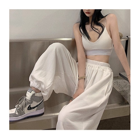 Casual Pants Women Spring Loose Pure Color All-match Full Length Chic Girlfriend Fashion Trousers Cool High Street