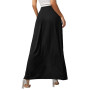 Women s Elastic High Waist Skirt Solid Color Side High Split Loose Fit Sweat Absorption Long Beachwear Skirt