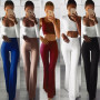 Women Solid Elegant Palazzo Flared Wide Killer Legs Pants High Waist OL Ladies Career Long Trousers