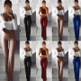 Women Solid Elegant Palazzo Flared Wide Killer Legs Pants High Waist OL Ladies Career Long Trousers