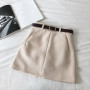 Women Mini A-Line Skirts Vintage Sashes High Waist Above Knee Skirt