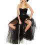 Women Hi-Lo Long Tulle Tutu Punk Skirt Elastic Waist High Low Mesh Net Halloween Cosplay Costume Maxi Skirts
