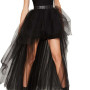 Women Hi-Lo Long Tulle Tutu Punk Skirt Elastic Waist High Low Mesh Net Halloween Cosplay Costume Maxi Skirts