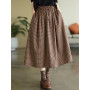 Women Casual Skirts Vintage Style Plaid Pattern All-match Loose Cotton Ladies A-line Long Skirt