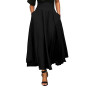 Women A-Line Skirt New Elegant Fashion High Waist Flared Pleated Long Maxi Pockets Ruffles Solid Color Sexy Ladies Clothing