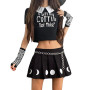 Women's Mini Skater Skirt Gothic Style Casual High Waist Checkerboard Print Color Block Flared Skirt Dress Streetwear