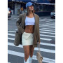 woman Solid Knit Mini Skirt Club Outfit For Women Low Waist Slim Zip Up Casual Short Skirt Female Fashion Skirt