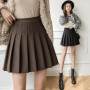 New Woolen Skirt Women Solid High Waist Pleated Mini Skirts Vintage School A Line Falda Plisada Beige Grey Black Brown
