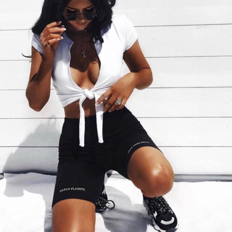 Women's Cycling Shorts Thin Fitness Casual High Waist Biker Short Slim Knee-Length Bottoms Breathable Shorts Streetwear