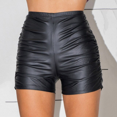 Sexy Black Faux PU Leather Shorts Women Fashion Gothic High Waist Casual Shorts Y2k Hot Woman Short Pants