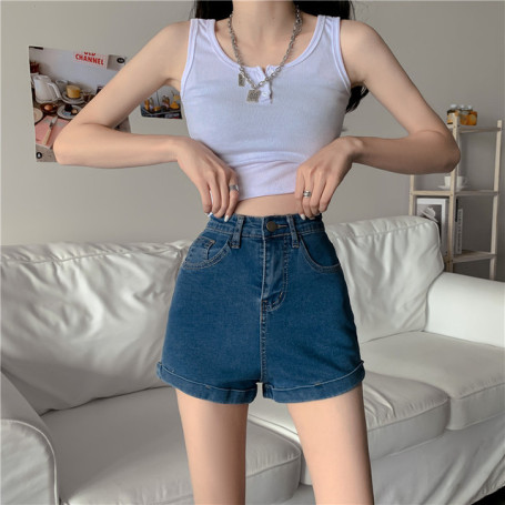 Fitness Denim Shorts Women High Waist Short Female All-match Sexy Students Jean Feminino All-match Clothes