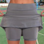 Sport Shorts Skirt Solid Color Pockets Sweat-absorbing A-Line Double Layers Workout Shorts for Fitness