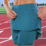 Sport Shorts Skirt Solid Color Pockets Sweat-absorbing A-Line Double Layers Workout Shorts for Fitness