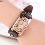 Fashion Casual Women Watch Faux Leather Diamond Strap Band Oblong Case Quartz Wrist Watch Clock Ladies Arabic numerals