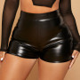 Sexy Womens Shorts Shiny Elastic High Waist Shiny Faux PU Leather Short Pants Slim Hot Dance Clubwear Mini Shorts
