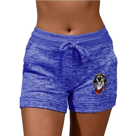 Women Shorts Dog Pattern Casual Elastic Low Waist Lady Sexy Beach Skinny Sweatpants Shorts