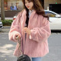 Plush Jackets Women Korean Faux Fur Single-breasted Outwear Female Loose Teddy Bear Fleece Coat