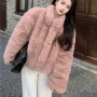 Thicken Warm Plush Jacket Women Fashion Long Sleeve Faux Fur Coats Loose Artificial Fox Coat