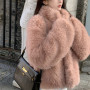 Thicken Warm Plush Jacket Women Fashion Long Sleeve Faux Fur Coats Loose Artificial Fox Coat