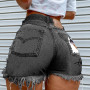 Pocket Personality Printing Pattern Female Denim Shorts Ripped Raw Edge Hot Pants Wholesale Trade
