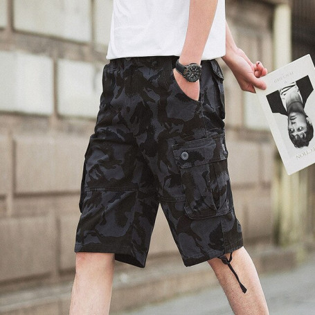 Summer Cargo Shorts Men Camouflage Camo Casual Cotton Multi-Pocket Baggy Bermuda Streetwear HipHop Military Tactical Work Shorts