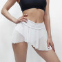 Sexy Women White Skirt Shorts Sporty Fitness Yoga Transparent Mini Ruffles Shorts Summer Clothes