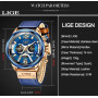 LIGE Casual Sports Watch for Men Top Brand Luxury Military Leather Wrist Watches Mens Clocks Fashion Chronograph Wristwatch