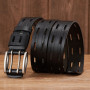 Men's High Quality Leather Belt Brand Strap Double Pin Buckle