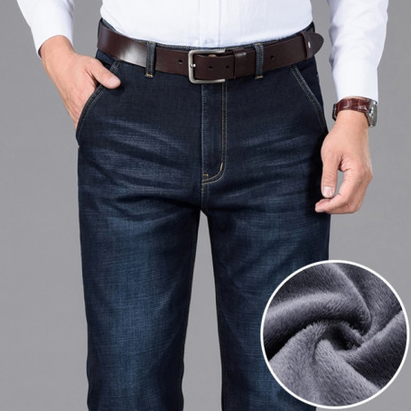Men's Jeans Business Fashion Casual Thick Fleece Denim