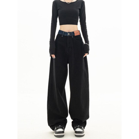 Casual High Waist Women's Jeans Wide Leg Denim