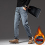 Men's Fleece Classic Style Casual Stretch Denim Pants