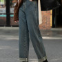 High Waisted Jeans Women Vintage Washed Loose Straight Denim Pants