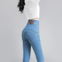 Women High Waist Skinny Jeans Streetwear Fashion Slim Trousers Denim Solid Button Casual Pencil Pants