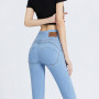 Women High Waist Skinny Jeans Streetwear Fashion Slim Trousers Denim Solid Button Casual Pencil Pants