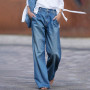 High Waist Women's New Fashion Loose Wide Leg Pants Vintage Denim Trousers