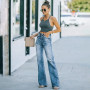 High Waist Flare Jeans Vintage Wide Leg Jeans Fashion Women's Trousers Wash Blue Street Wear Straight Leg Jeans