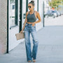 High Waist Flare Jeans Vintage Wide Leg Jeans Fashion Women's Trousers Wash Blue Street Wear Straight Leg Jeans