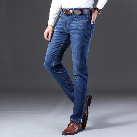 Men's Fashion Jeans Business Casual Stretch Slim Jeans Classic Trousers Denim Pants