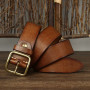 3.8CM Fashion Male Vintage Genuine Leather Luxury Designer Belts New Copper Buckle Jeans Strap Cowboy Ceinture Homme