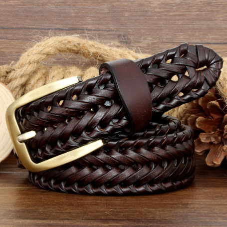 Men and Women Belt Genuine Leather Woven Knitted Quality Luxury strap Belts