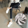 Women Plus Velvet Ankle Length Vaqueros Casual Thick Pencil Pants Basic Fleece Denim Trousers Mid Waist Skinny Warm Jeans