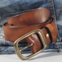 100% cowhide New Fashion Leather Retro Handmade Copper buckle men's belt Luxury Genuine Leather Belt