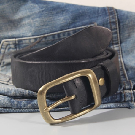 100% cowhide New Fashion Leather Retro Handmade Copper buckle men's belt Luxury Genuine Leather Belt