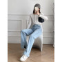 Women New Fashion Slim Fit Flare Jeans Vintage Side Pocket Zip Fly High Waist Denim  Ankle Trousers