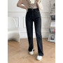 Women New Fashion Slim Fit Flare Jeans Vintage Side Pocket Zip Fly High Waist Denim  Ankle Trousers