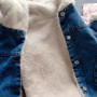 Plus Velvet Thicken Denim Jacket Fashion Hooded Single-breasted Warm Letter Print Outwear
