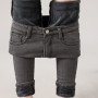 Women Thermal Jeans Denim Skinny Stretch Jeans Oversized High Waist Plush Lamb Fleece Pencil Trousers