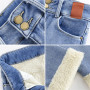 Mid Waist Warm Jeans For Women Denim Pants Ankle length