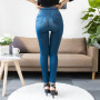Women's Tight Imitation Jeans Smart Slim Fashion Large Tight Pants False Pocket Fitness Pants